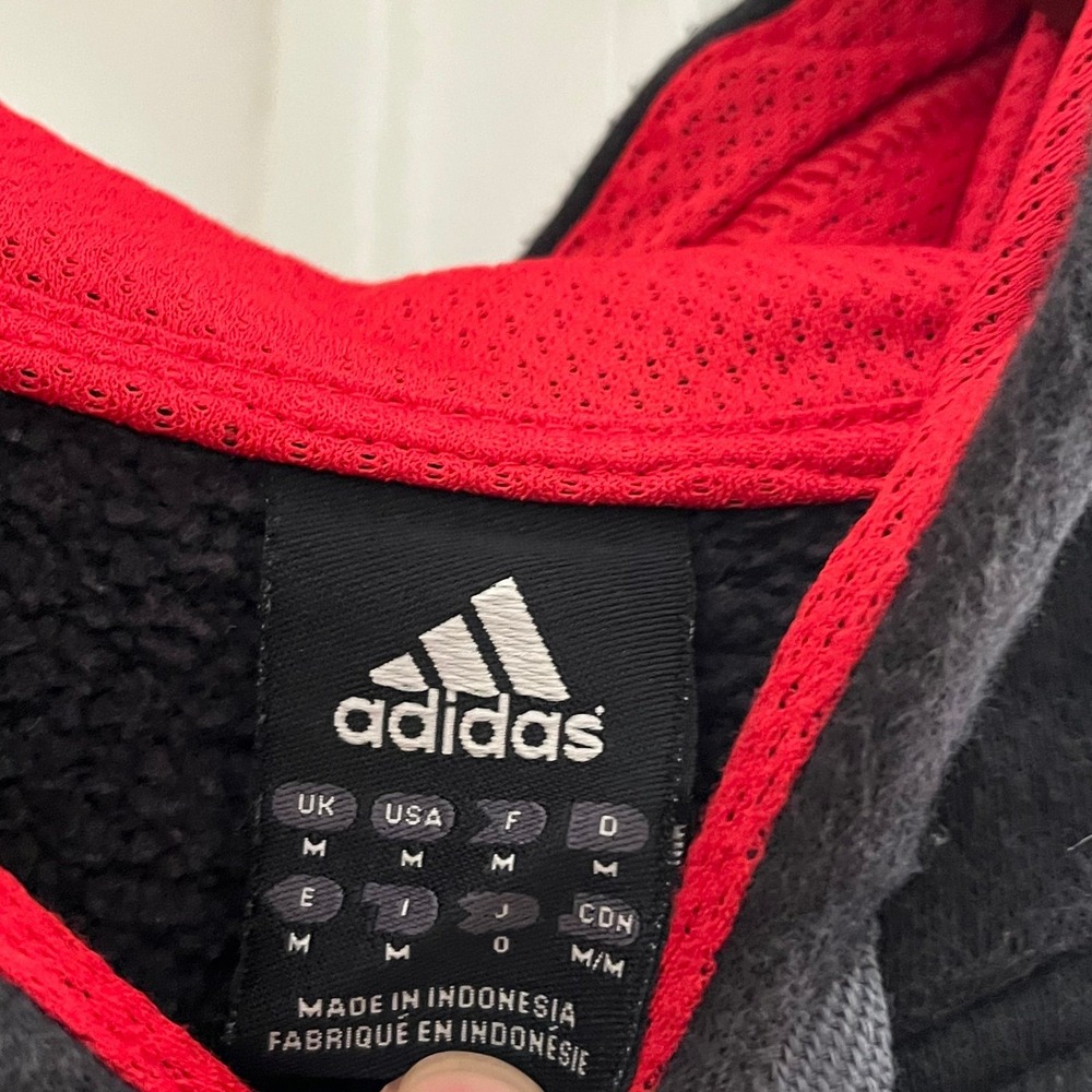 Adidas Logo Men's Black Hooded Sweatshirt - Men's Medium - Picture 3 of 4